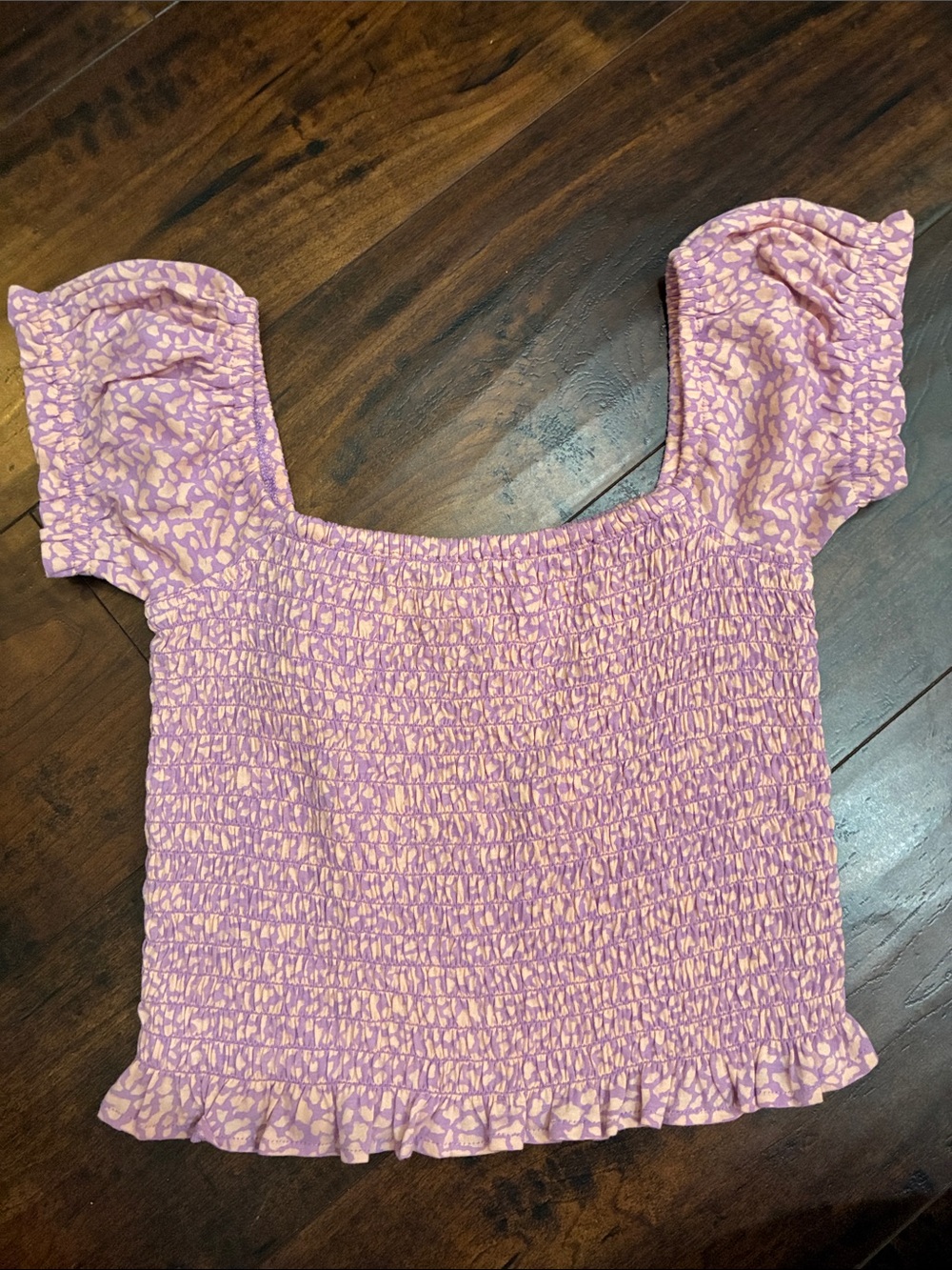 Billabong Lavender Pink Smocked Puff Sleeve Crop Top Vintage - Picture 2 of 8